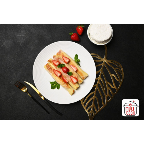 Cheese and Strawberry Crepes – Thin Pancakes with Sweet Cheese & Strawberries