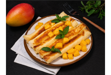 Mascarpone mango crepes